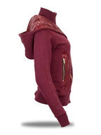 Arabella Burgundy & Gold Double Collar Hoodie