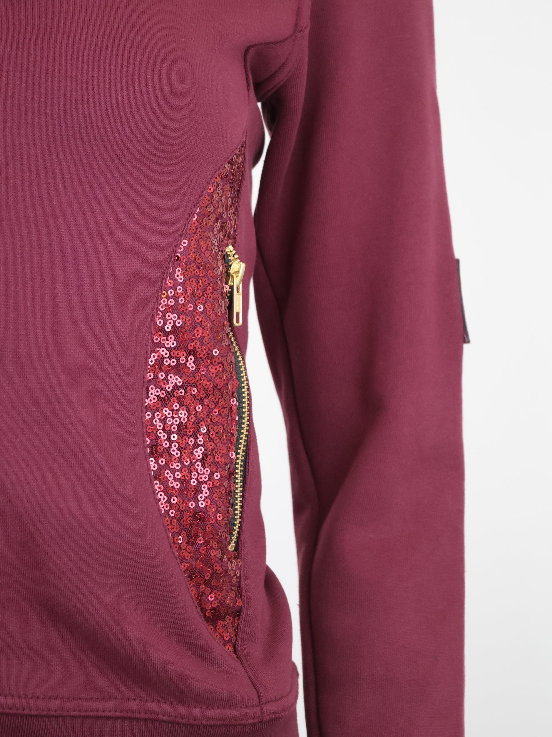 Arabella Burgundy & Gold Double Collar Hoodie