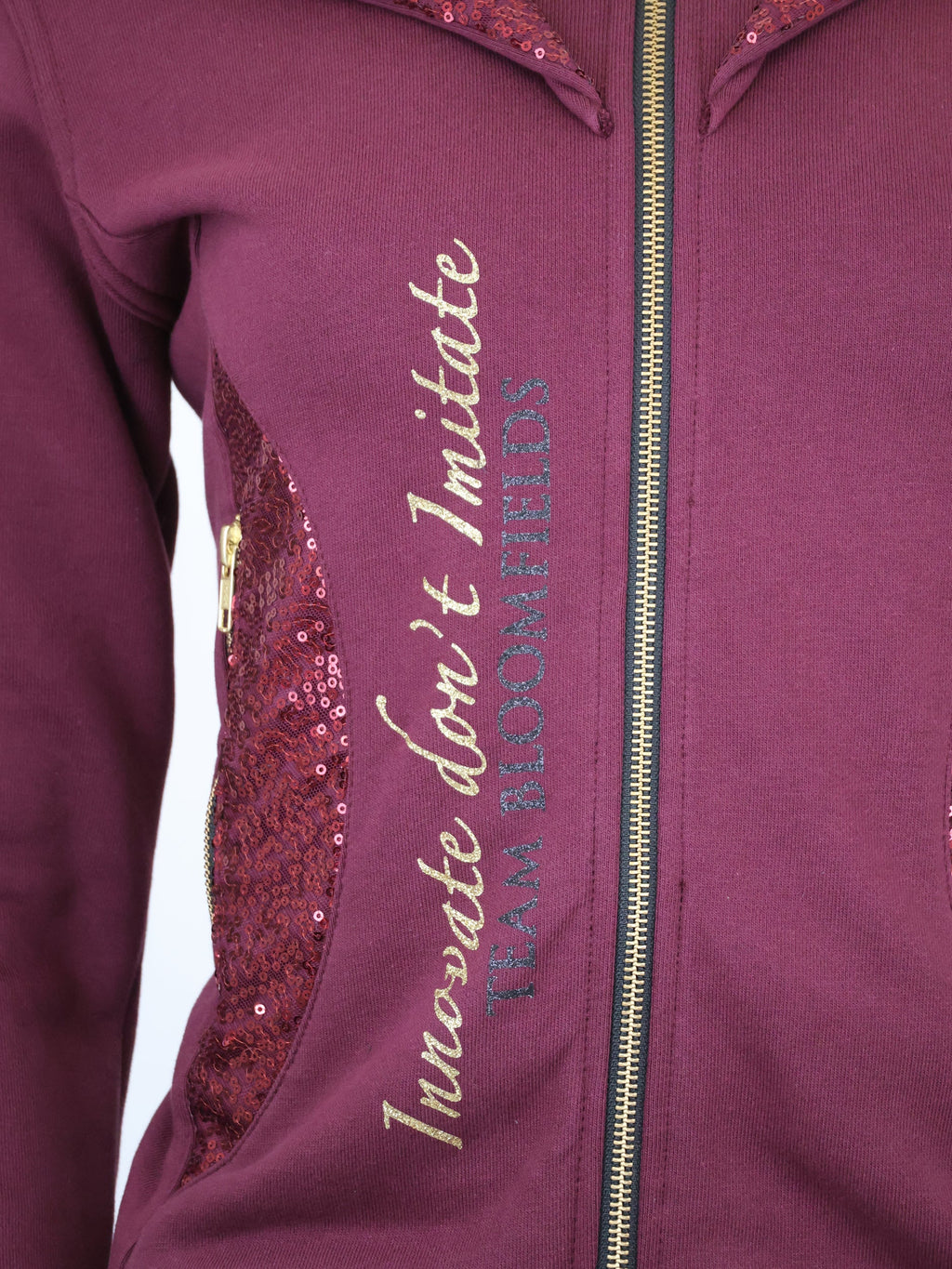 Arabella Burgundy & Gold Double Collar Hoodie