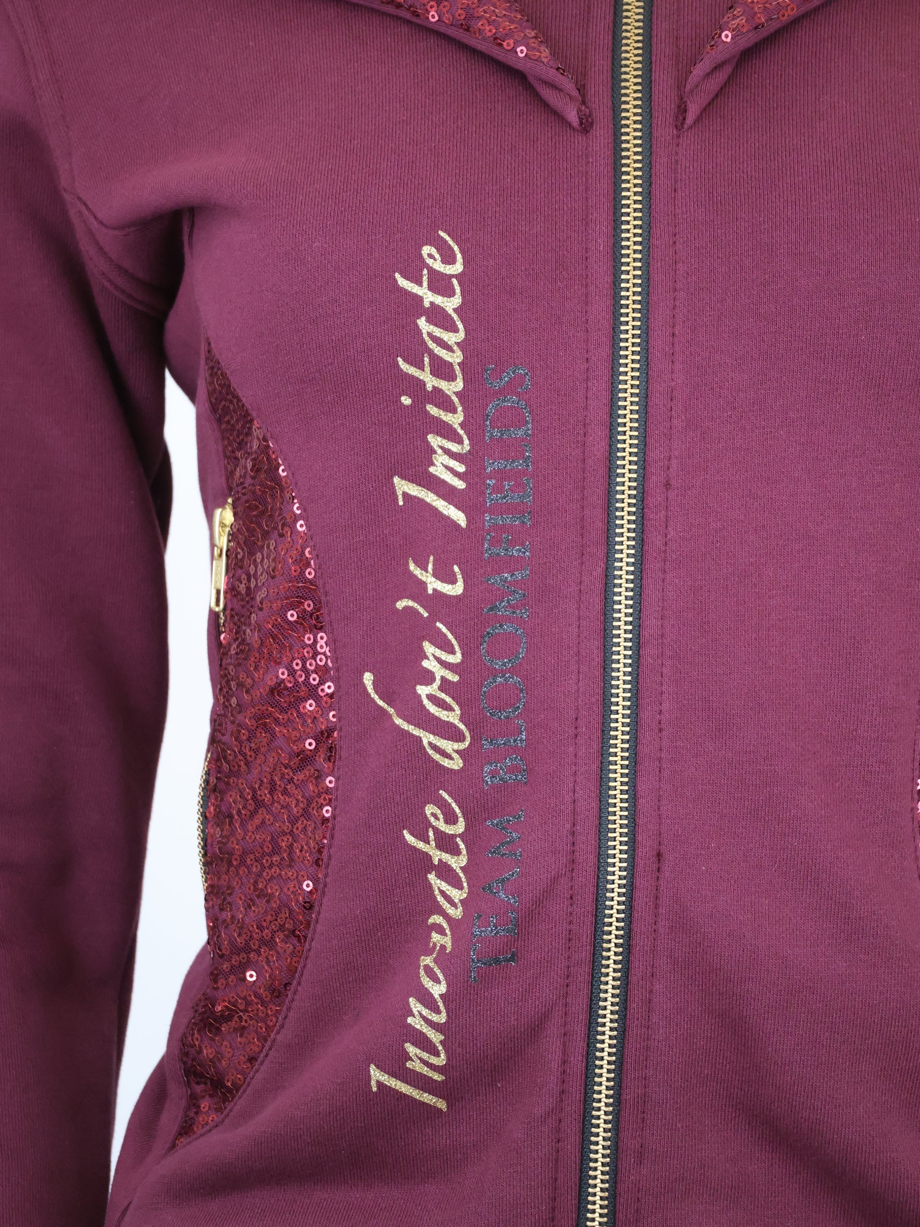 Arabella Burgundy & Gold Double Collar Hoodie