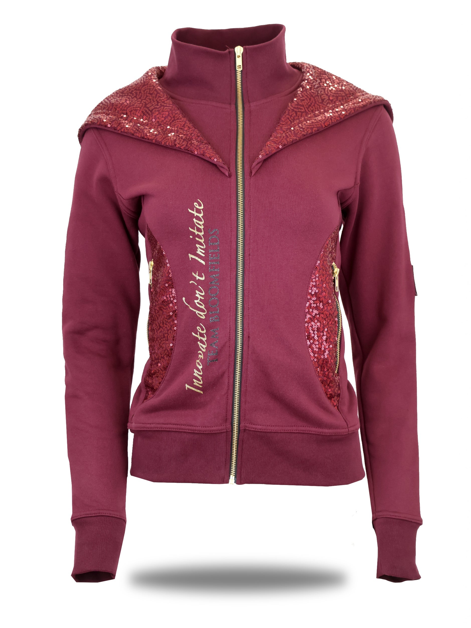 Arabella Burgundy & Gold Double Collar Hoodie