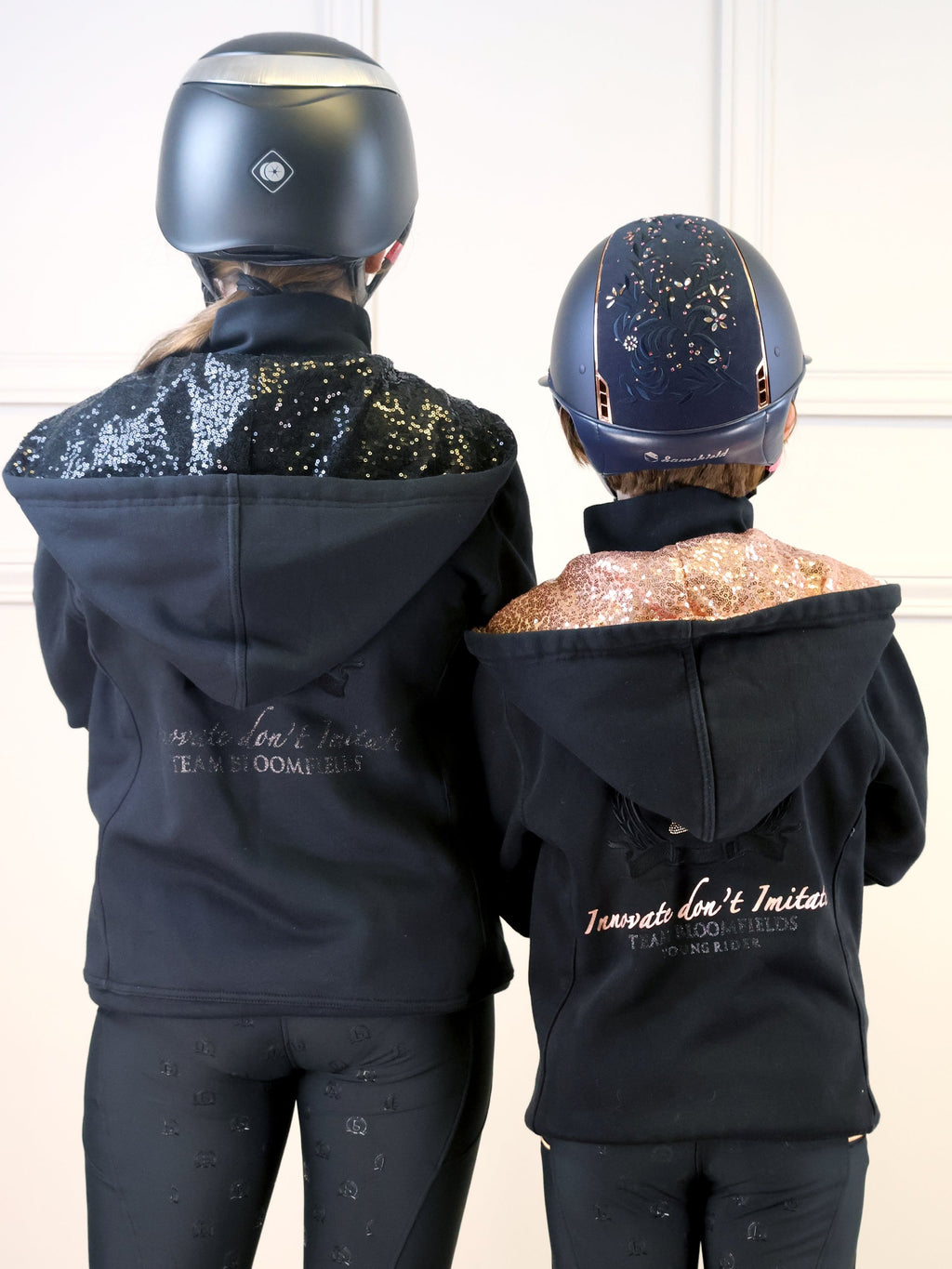 Kids Arabella Black & Rose Gold Double Collar Fitted Zip Hoodie