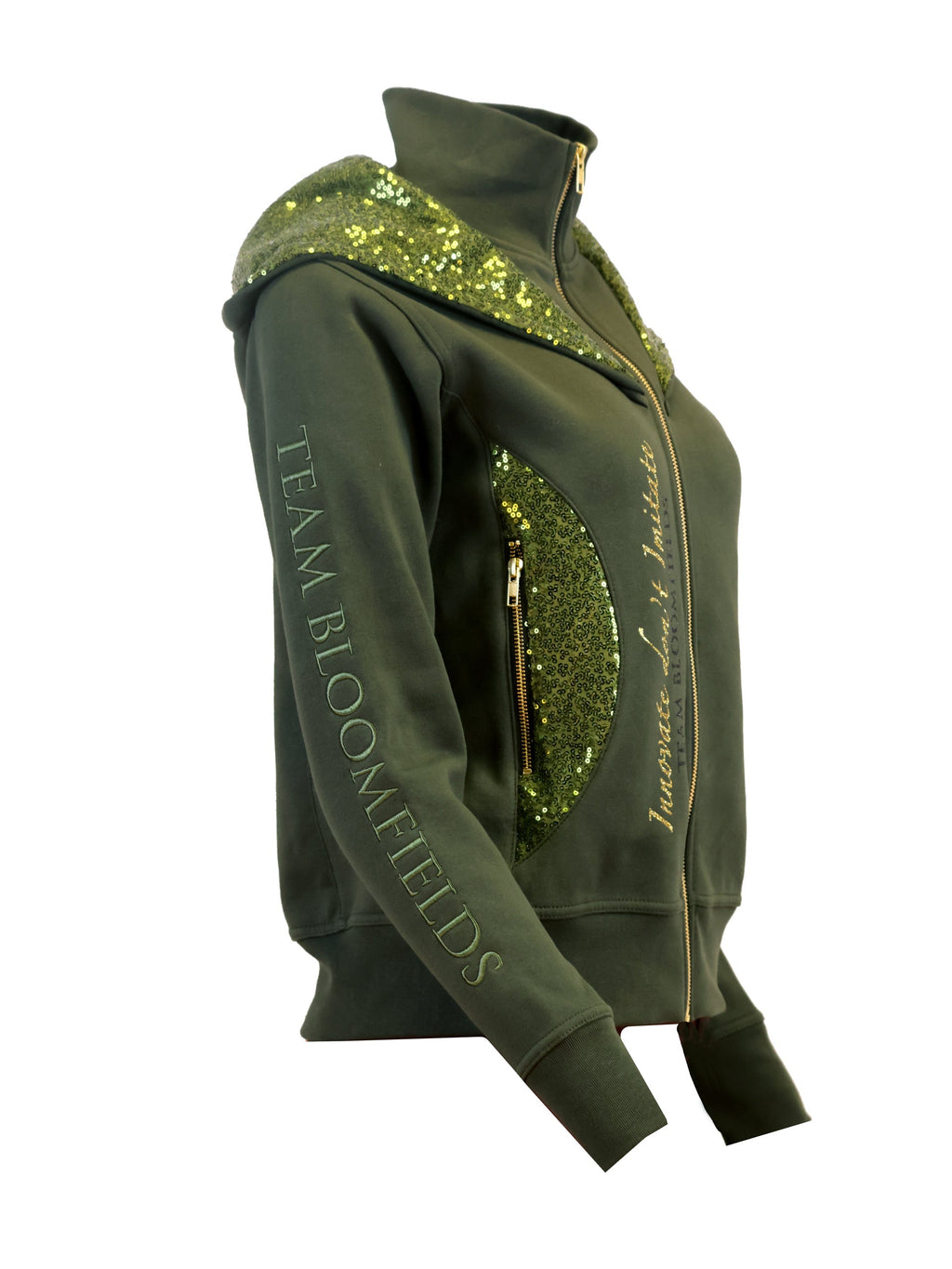 Kids Arabella Olive Double Collar Fitted Zip Hoodie
