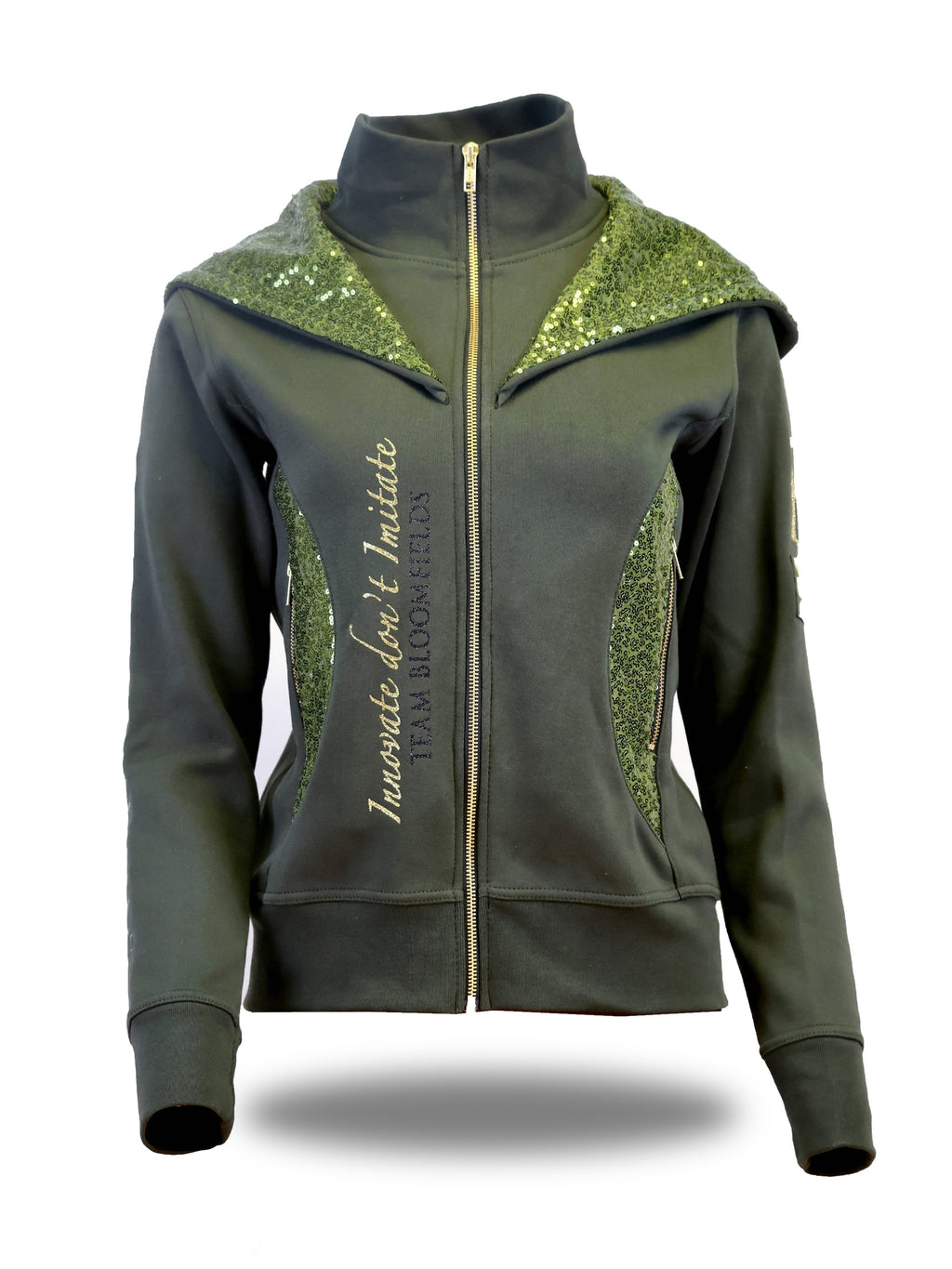 Kids Arabella Olive Double Collar Fitted Zip Hoodie
