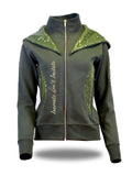 Kids Arabella Olive Double Collar Fitted Zip Hoodie