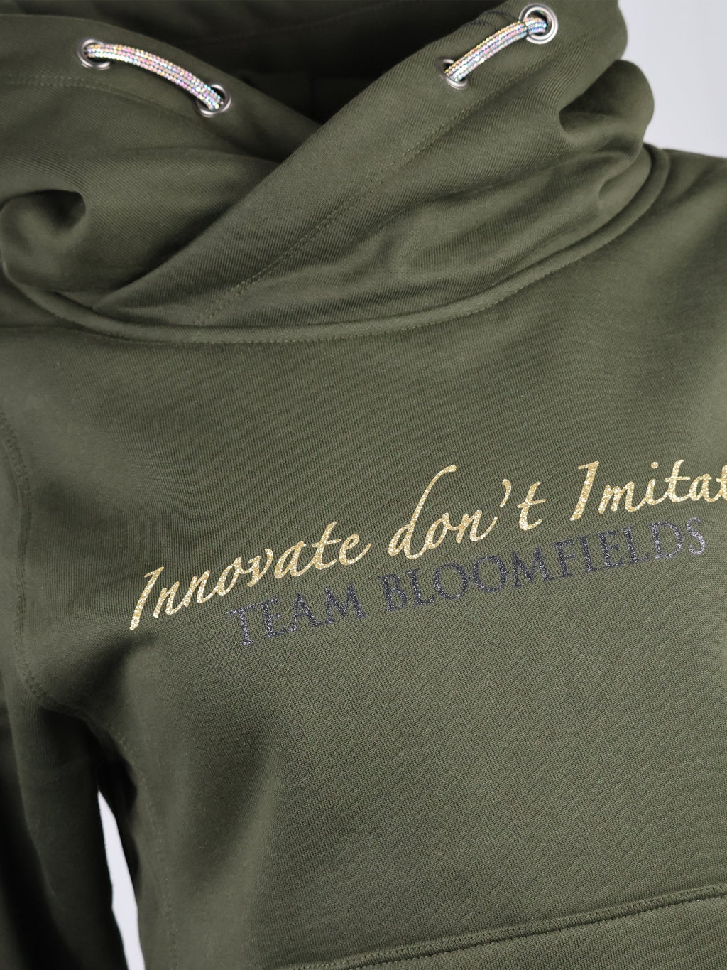 Amelia Olive & Gold Cross Necked Hoodie