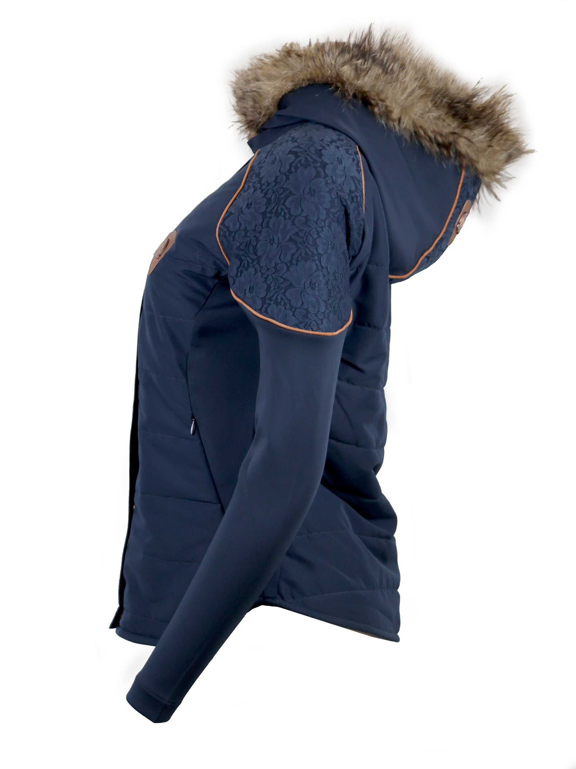 Francesca Navy & Rose Gold Lace & Fur Jacket