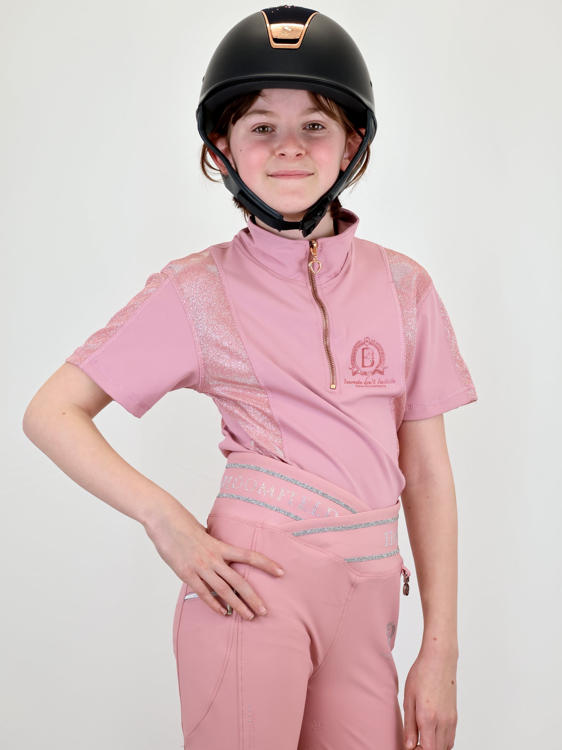 Kids Glimmer Pink Base Layer With Short Sleeves