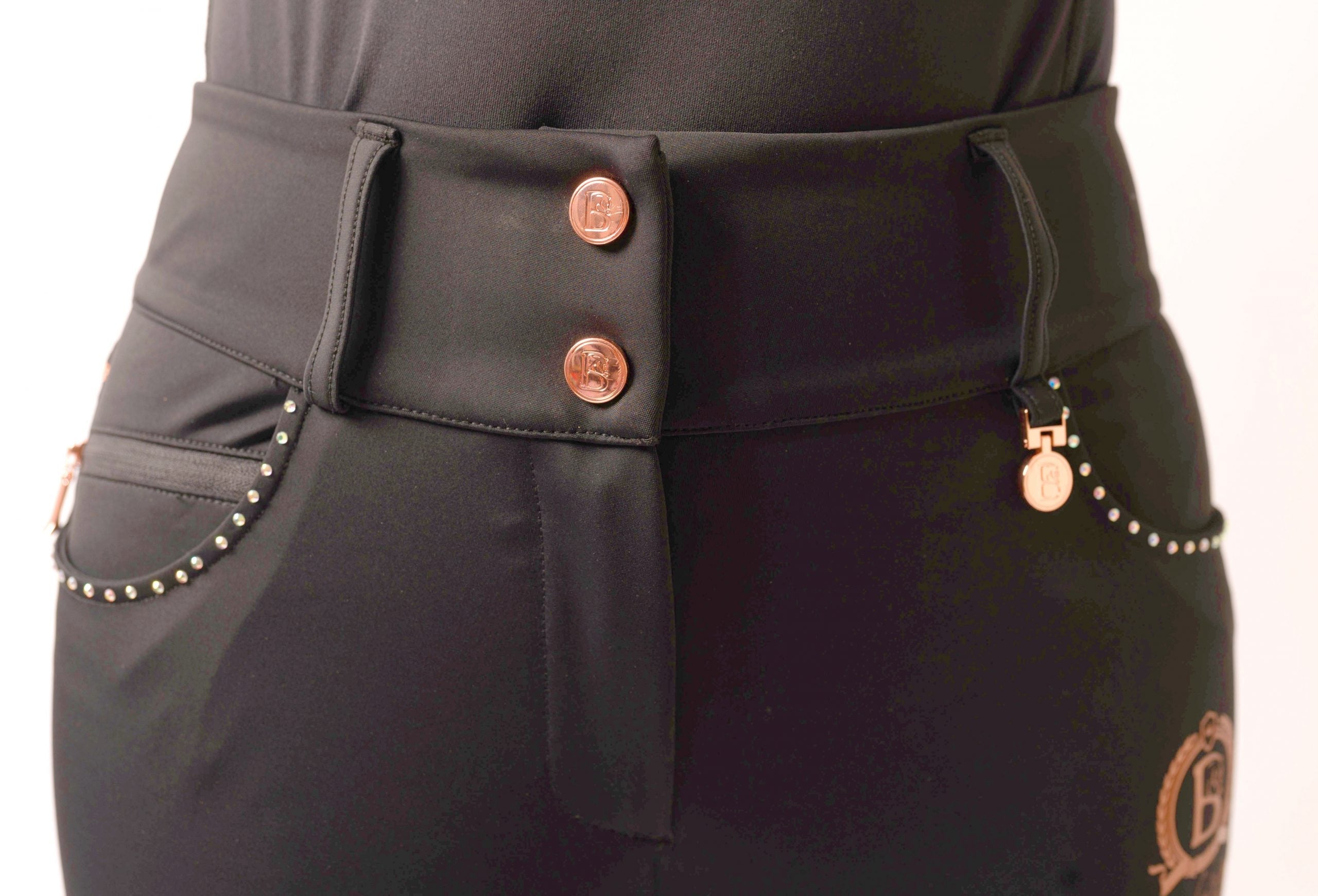 Inca Black Breeches With Rose Gold & Diamanté Detailing