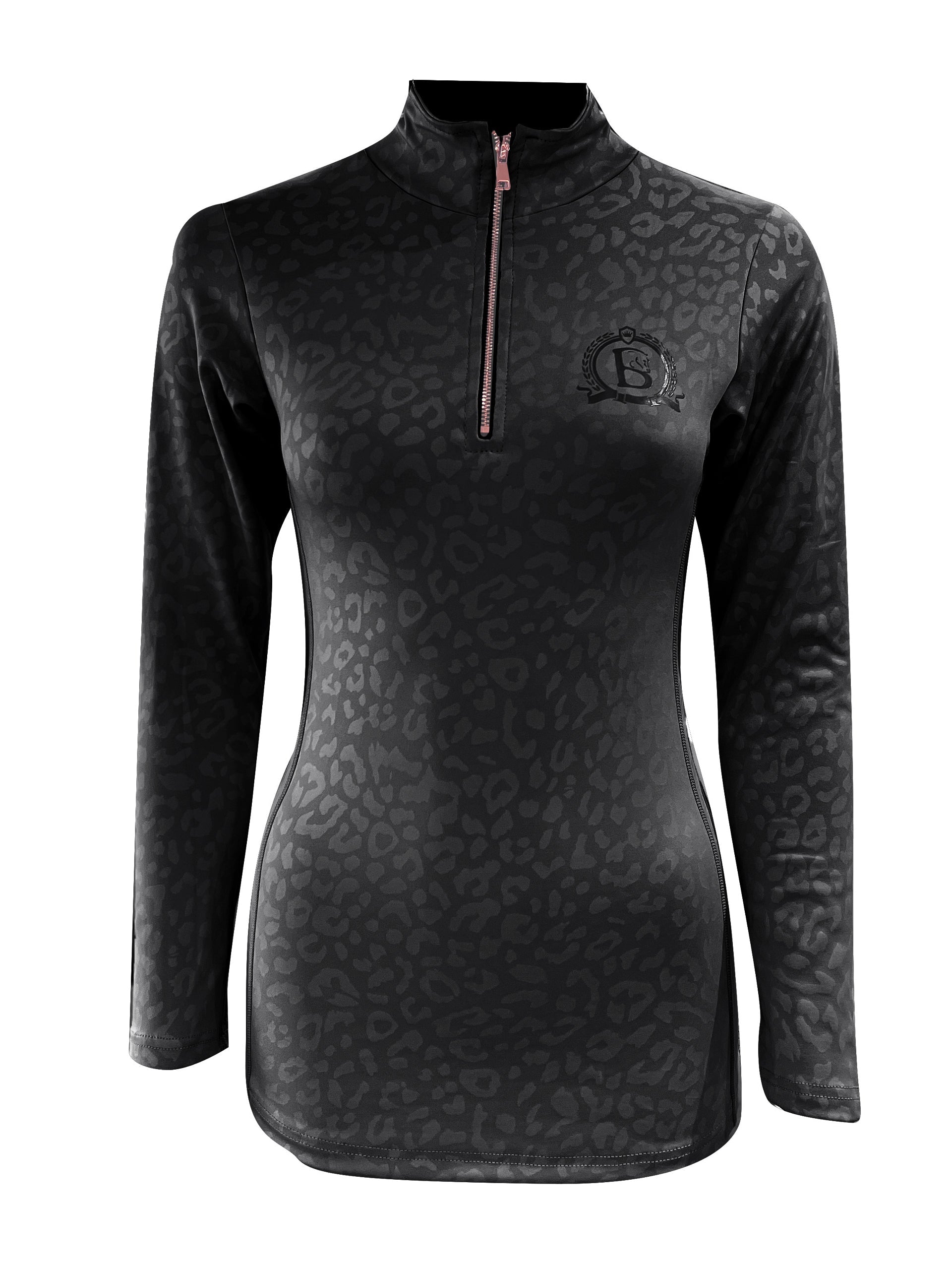 Leonora Black Leopard Print Base Layer With Long Sleeves