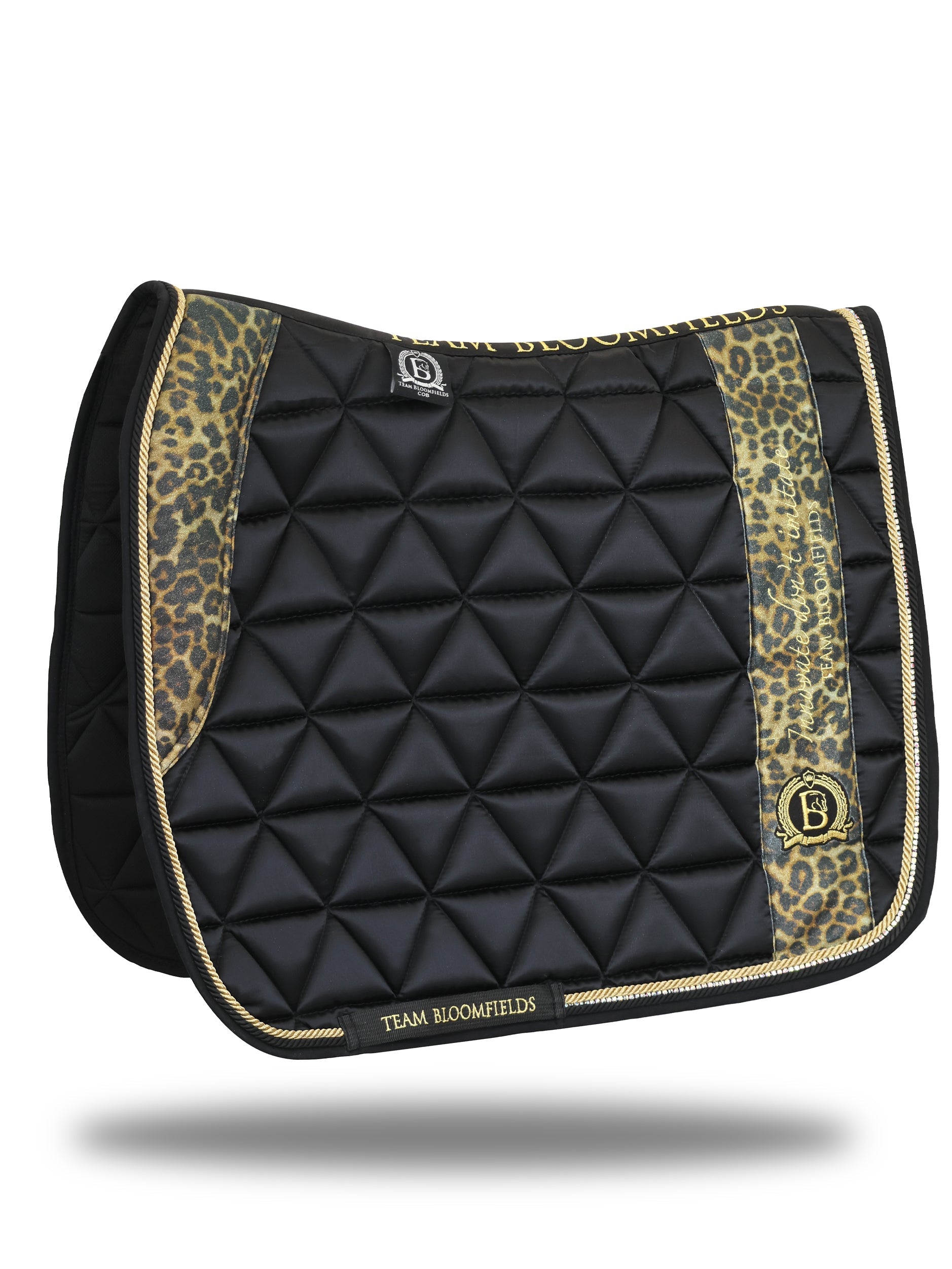 Saddle Pad - Black & Leopard Print Dressage