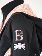 Kids Arabella Black & Rose Gold Double Collar Fitted Zip Hoodie