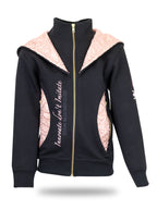 Kids Arabella Black & Rose Gold Double Collar Fitted Zip Hoodie