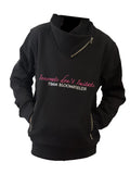 Kids Eleanor in Black & Hot Pink Diagonal Quarter Zip Top