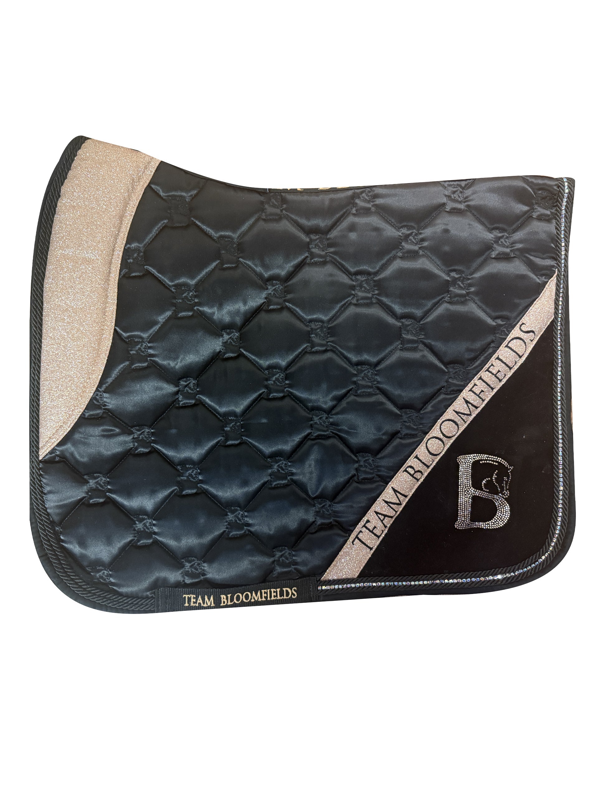 Saddle Pad - Black & Sparkle Rose Gold Dressage