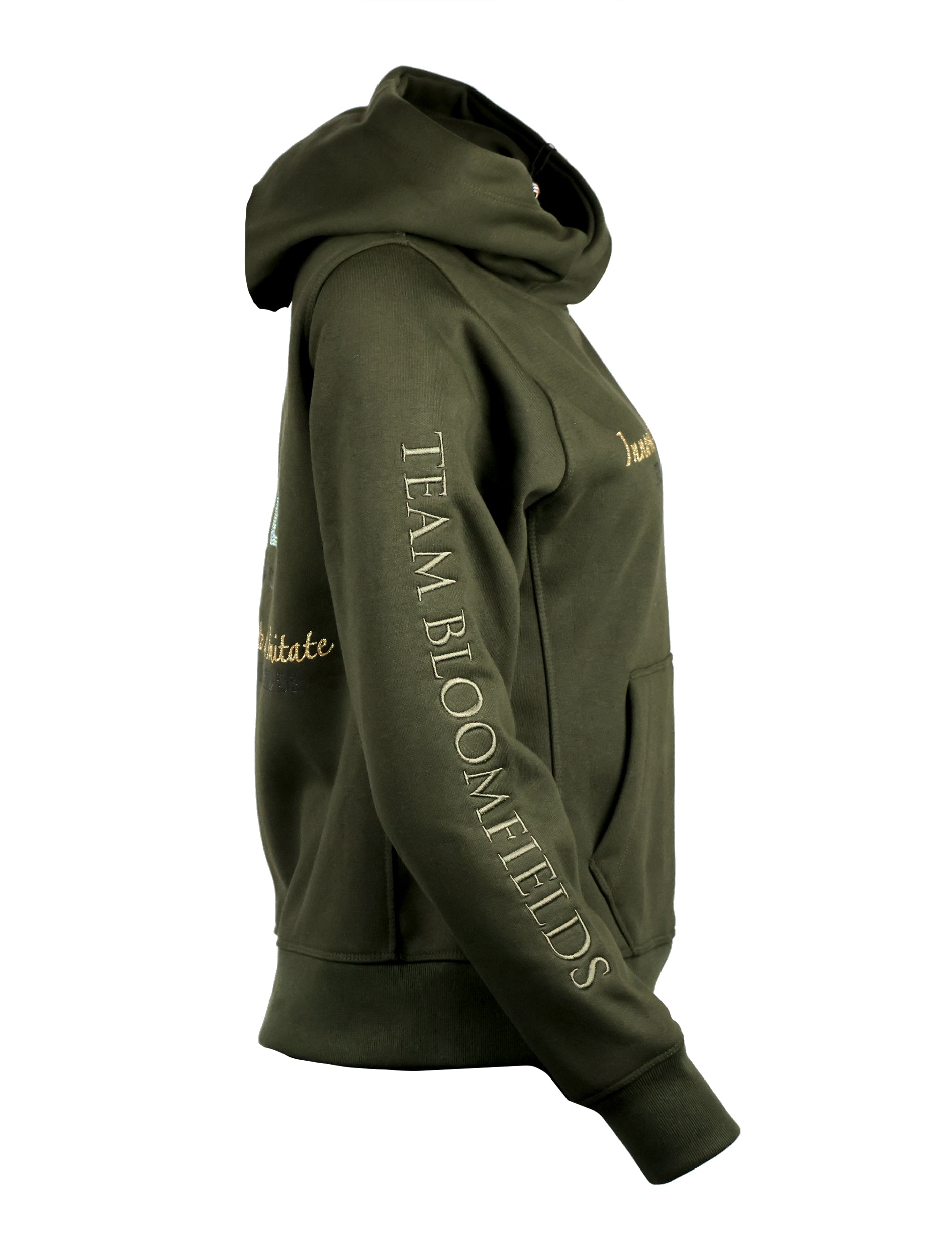 Amelia Olive & Gold Cross Necked Hoodie