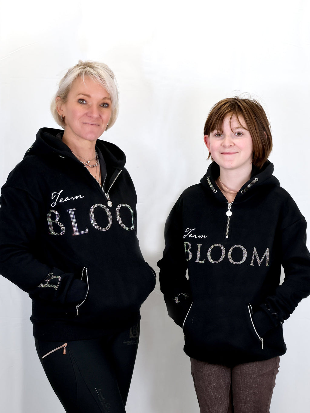 Kids Luna - Rhinestone Logo Hoodie in Black & Silver