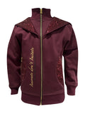 Kids Arabella Burgundy Double Collar Fitted Zip Hoodie
