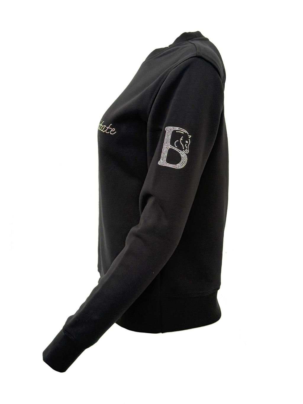 Kids Summer Black & Black Rhinestones Crew Neck Top