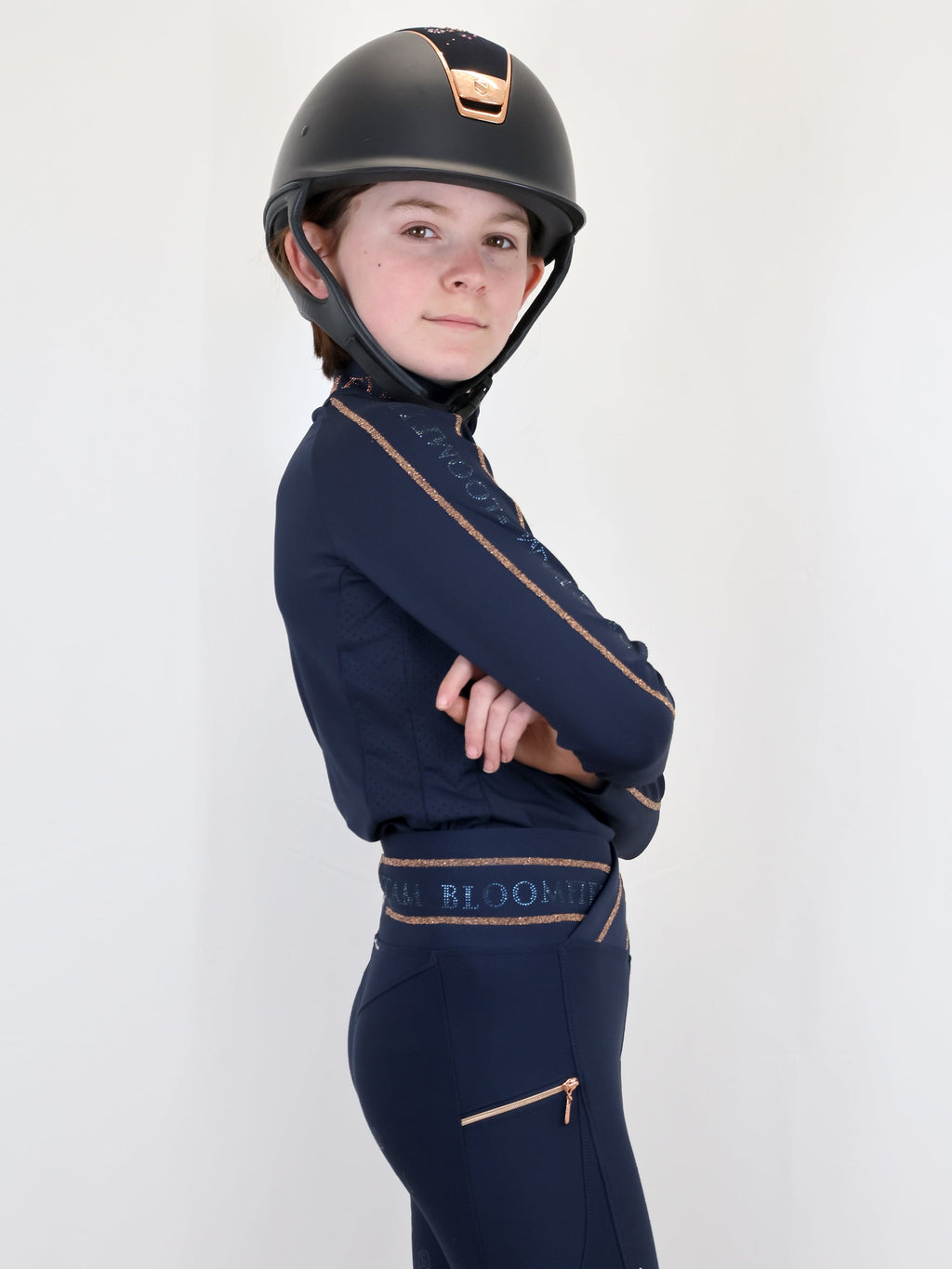 Kids Chloe Navy Crystal Base Layer With Long Sleeves
