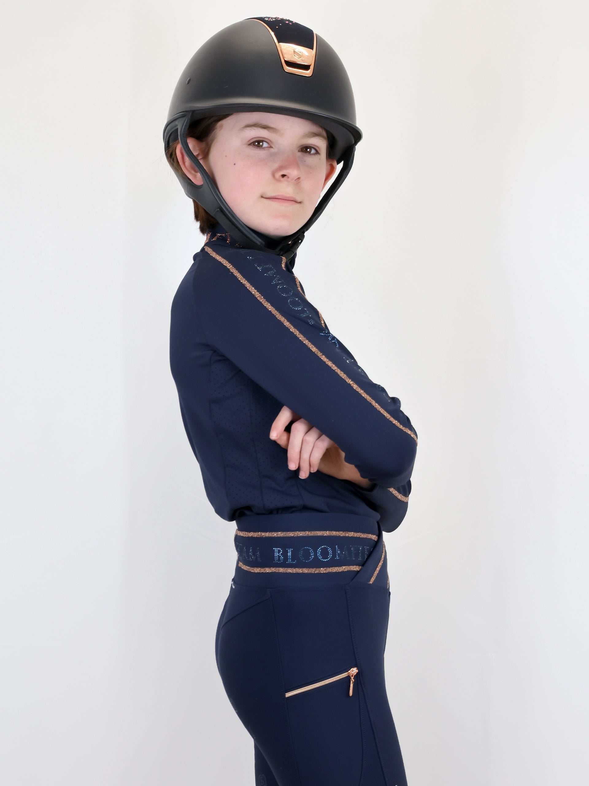 Kids Chloe Navy Crystal Base Layer With Long Sleeves