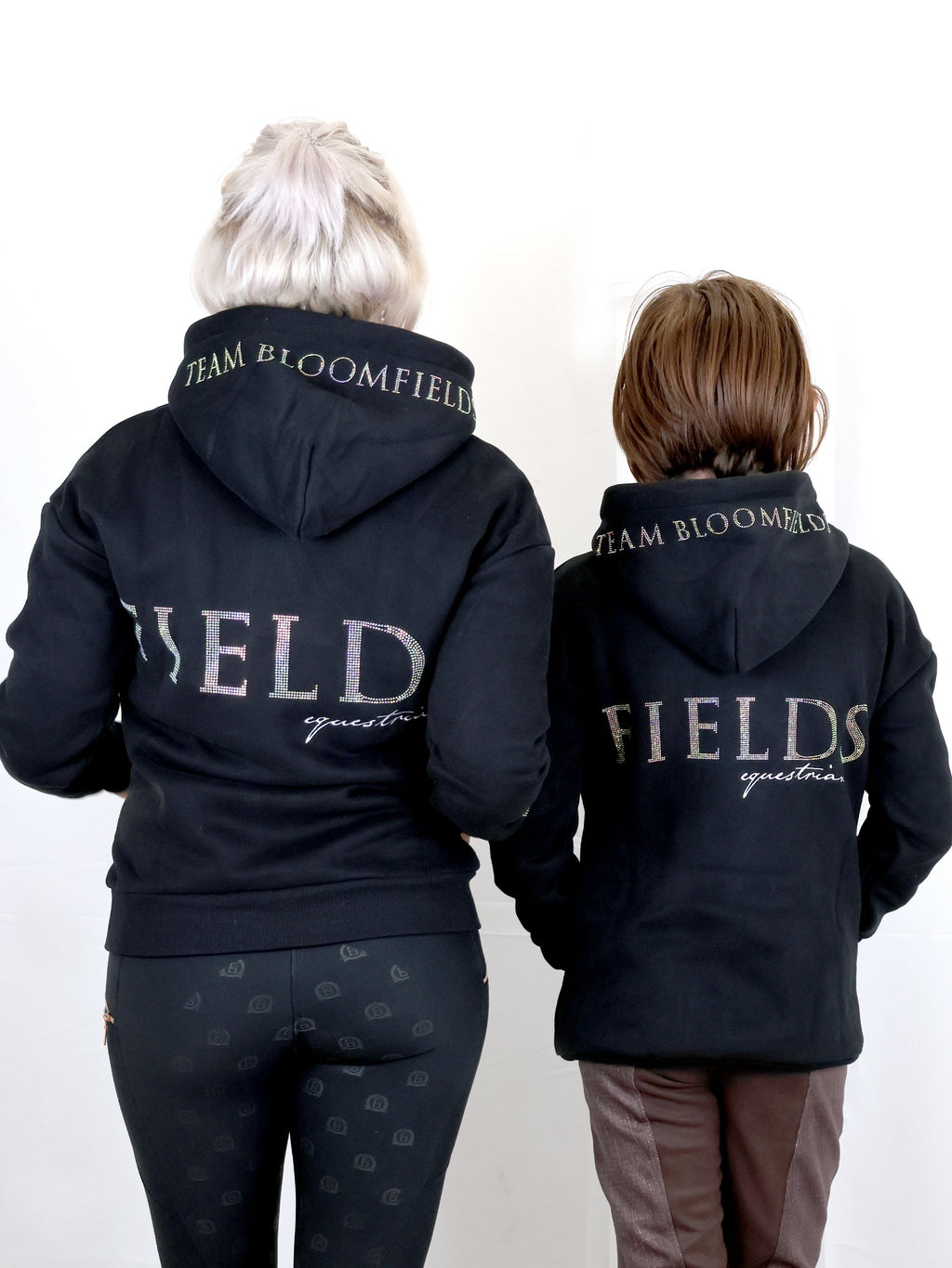 Luna - Rhinestone Logo Hoodie in Black & Silver