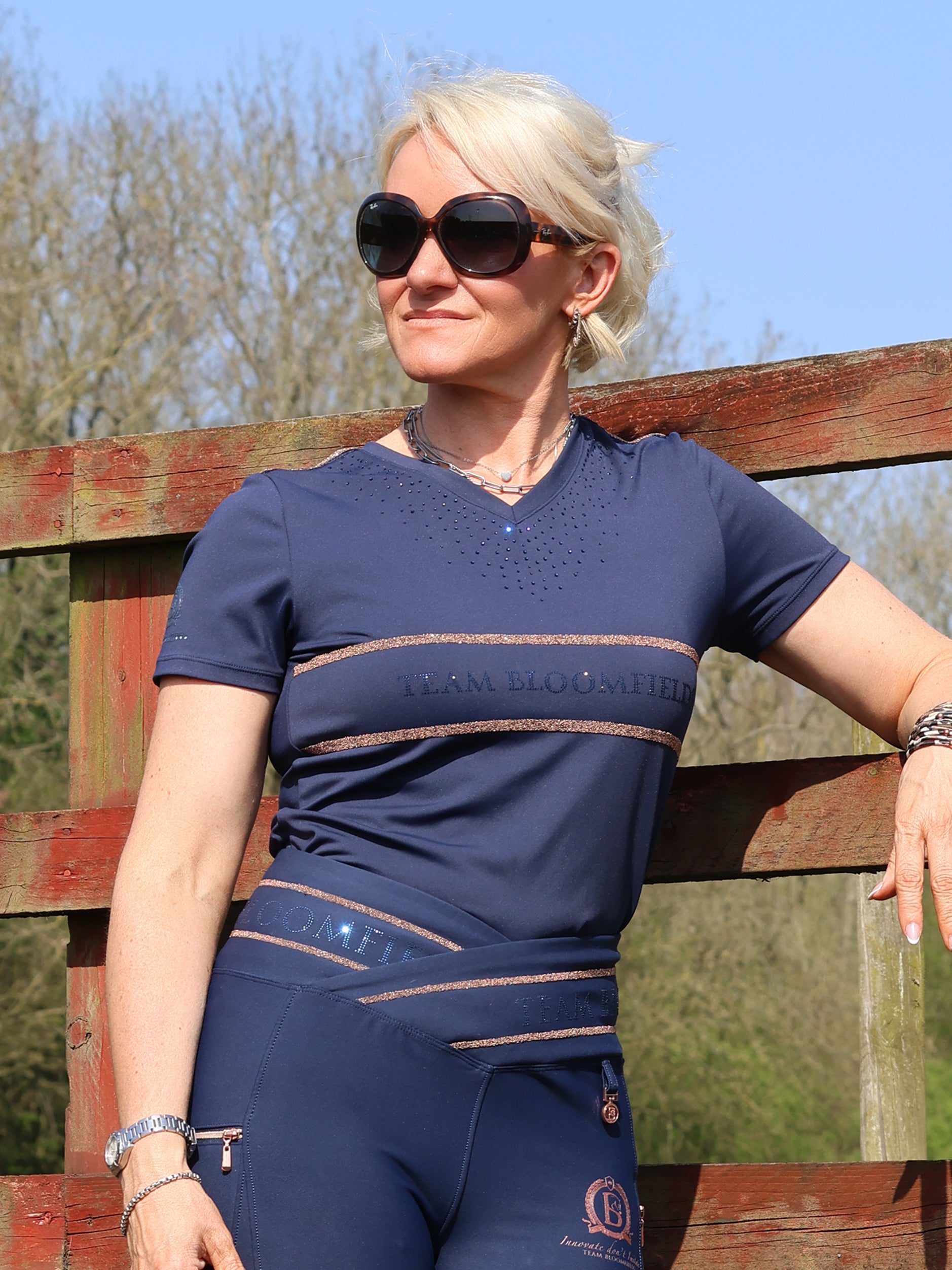 Celeste Navy Crystal Leggings
