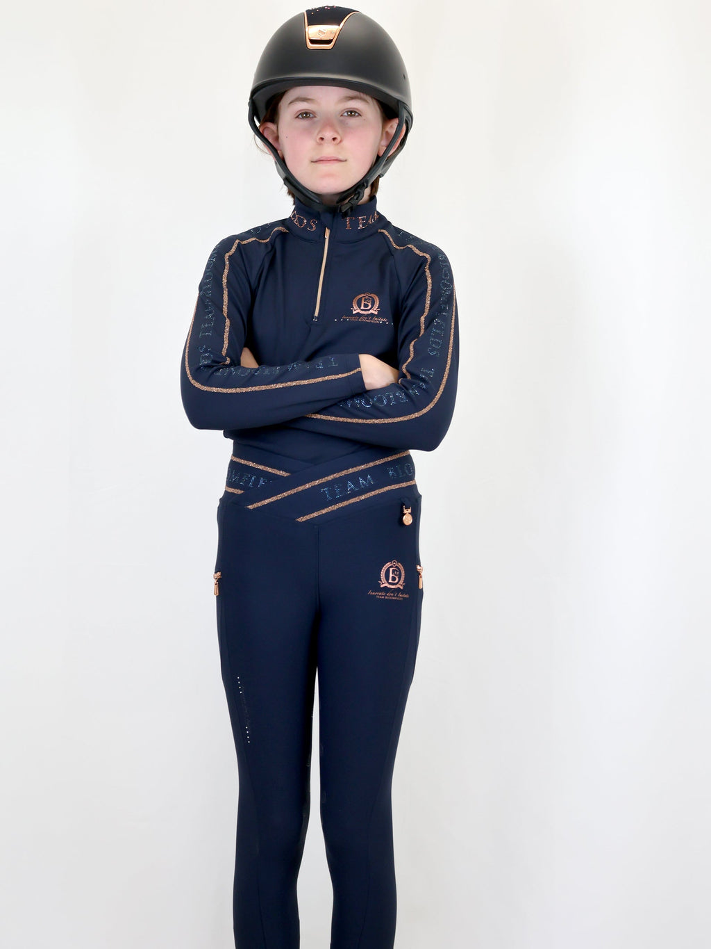Kids Celeste Navy Crystal leggings