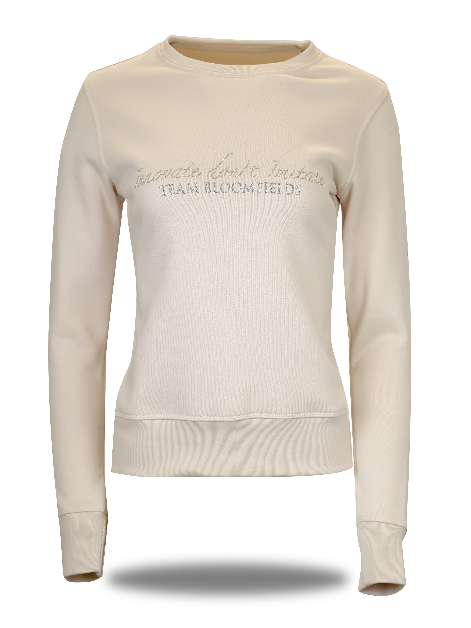 Summer in Winter White & White Rhinestones Crew Neck Top