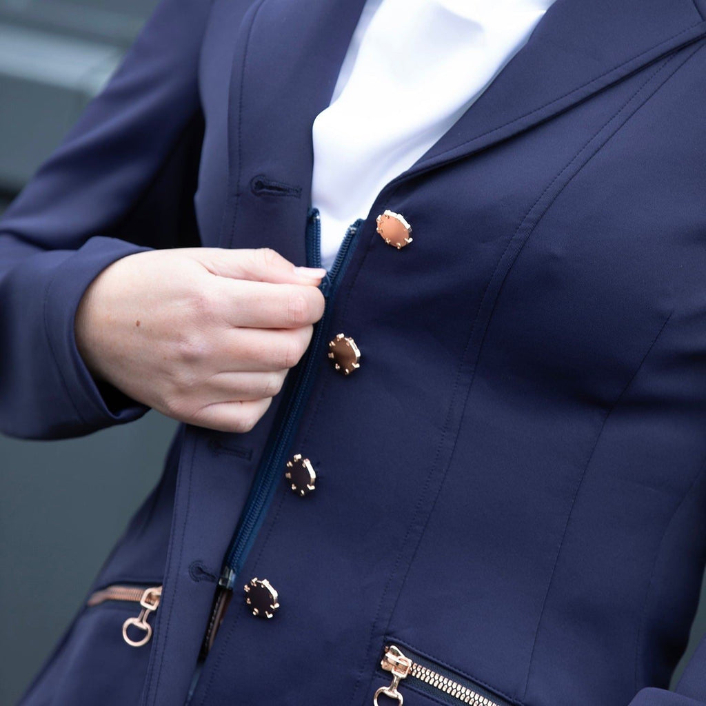 Crystal Showerproof Competition Jacket - Navy/Rose Gold