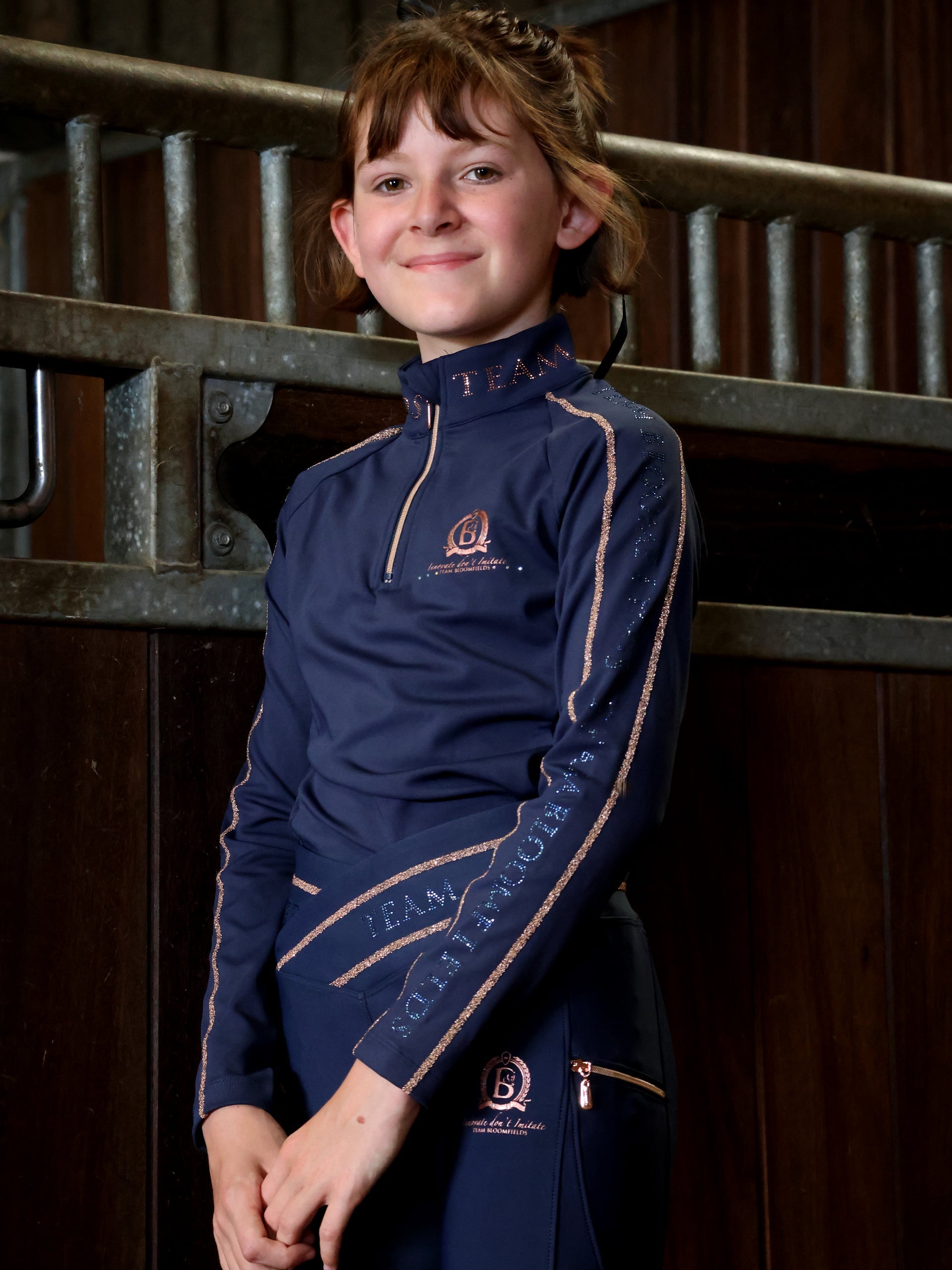 Kids Chloe Navy Crystal Base Layer With Long Sleeves