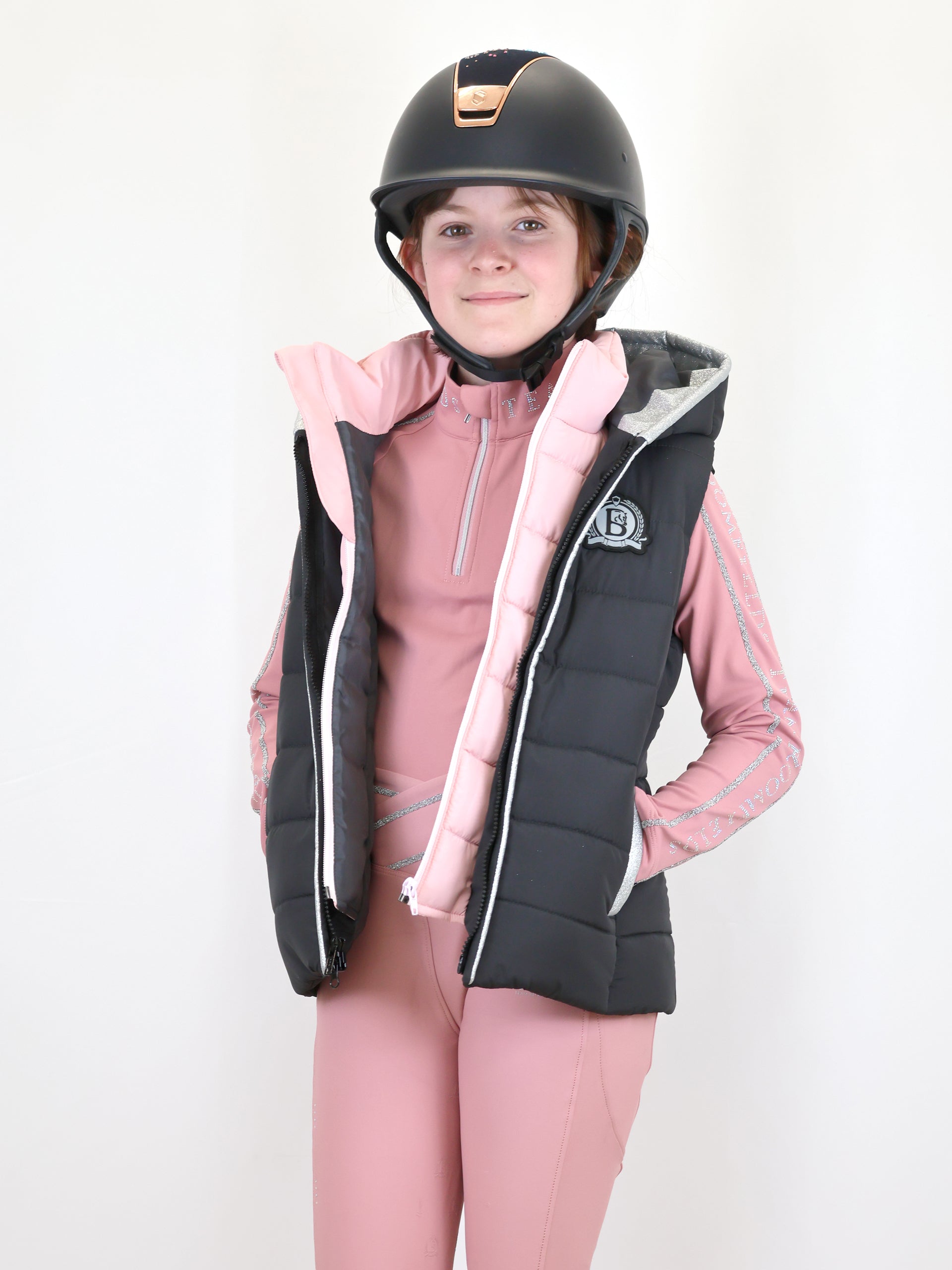 Kids Legacy Grey & Pink Gilet
