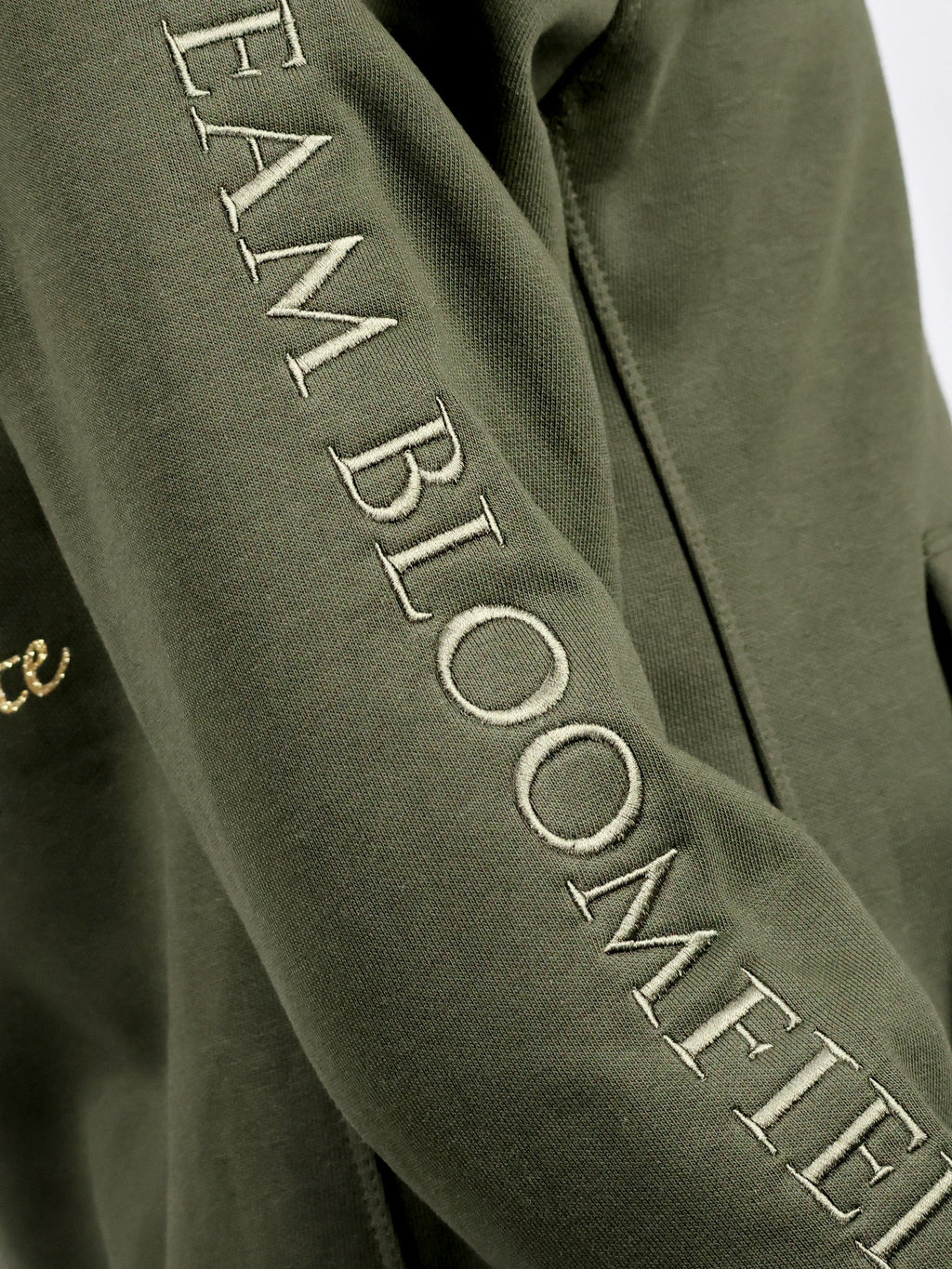 Amelia Olive & Gold Cross Necked Hoodie