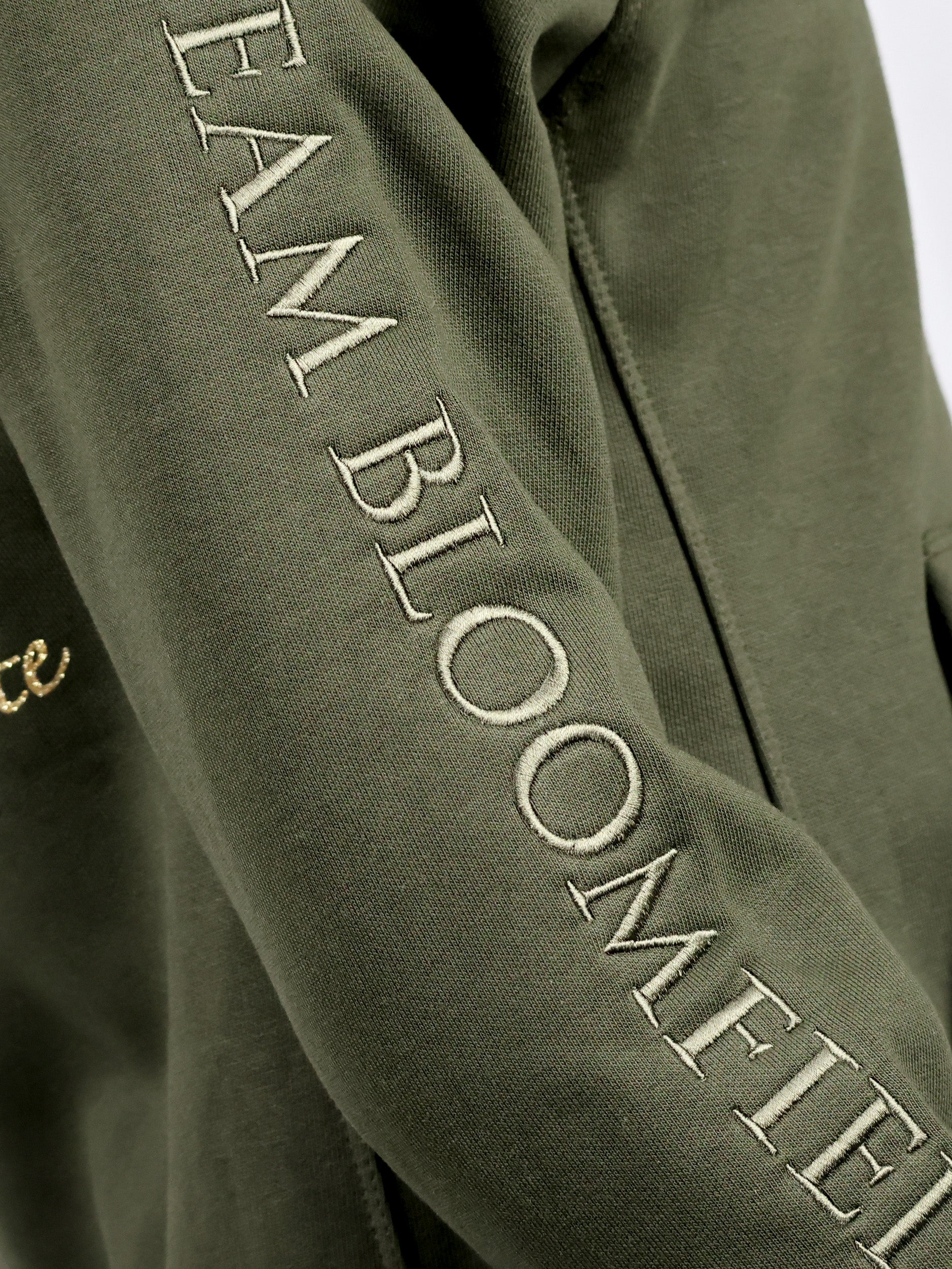 Amelia Olive & Gold Cross Necked Hoodie
