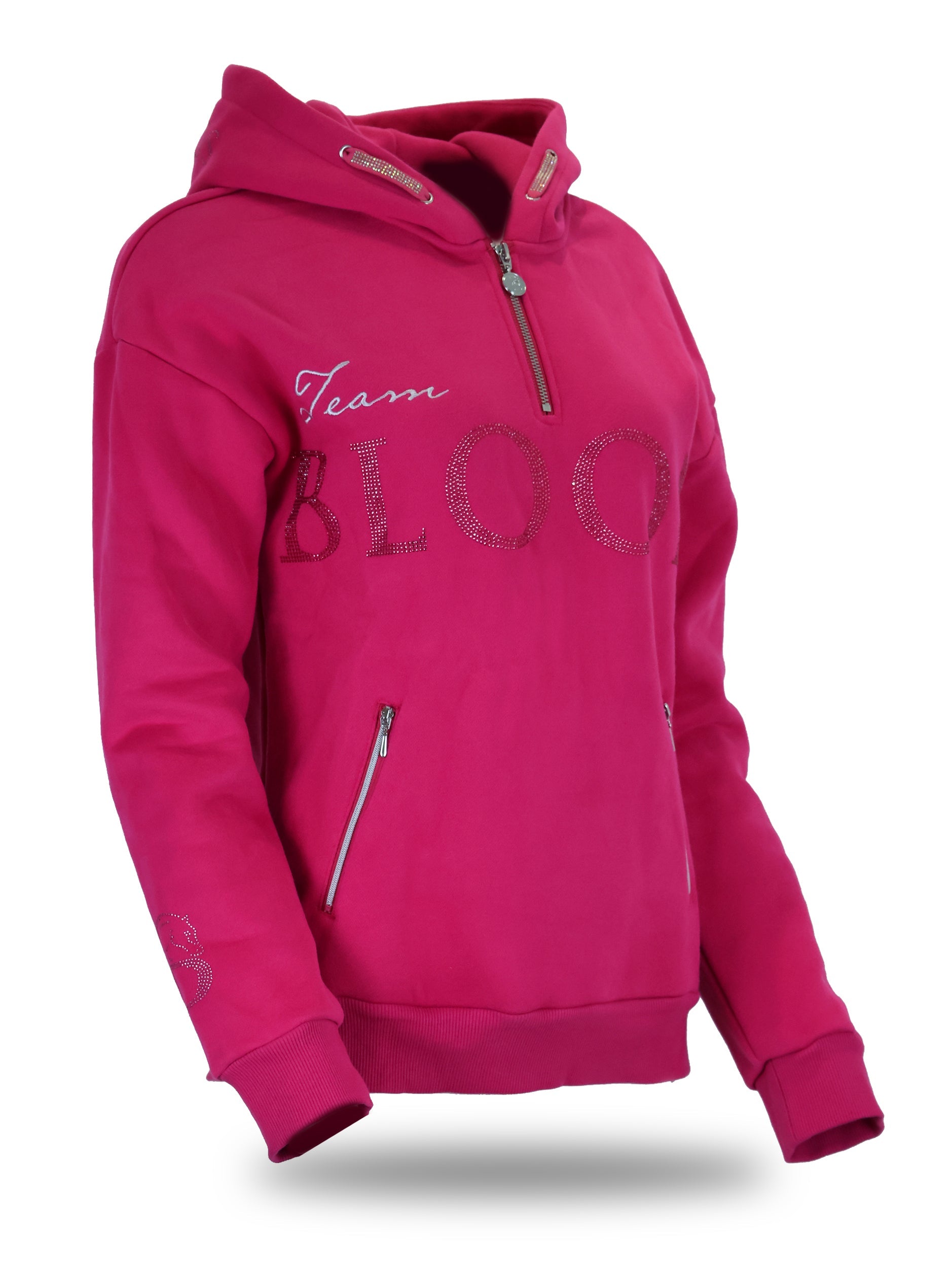 Kids Luna - Rhinestone Logo Hoodie in Hot Pink