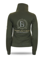 Kids Eleanor in Olive & Gold Diagonal Quarter Zip Top