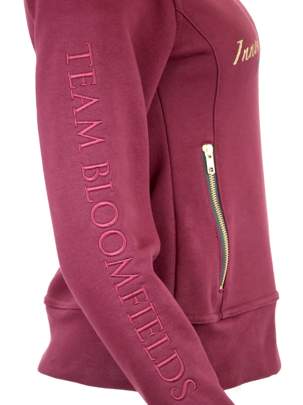 Kids Eleanor in Burgundy & Gold Diagonal Quarter Zip Top