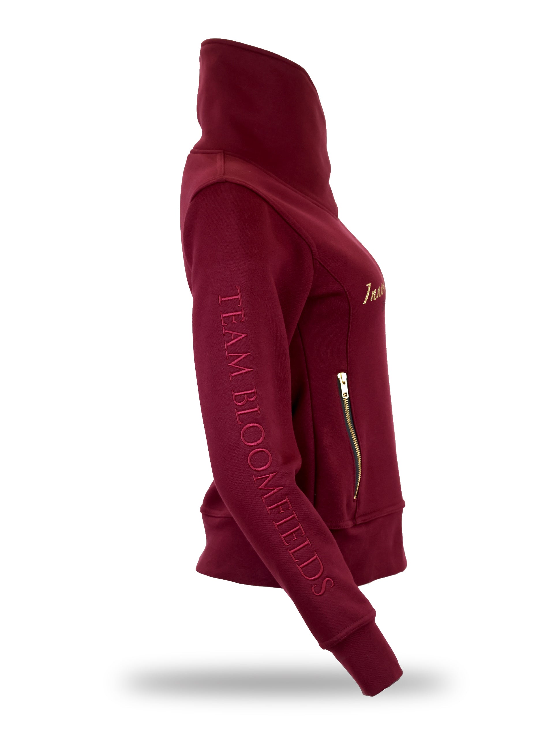 Kids Eleanor in Burgundy & Gold Diagonal Quarter Zip Top