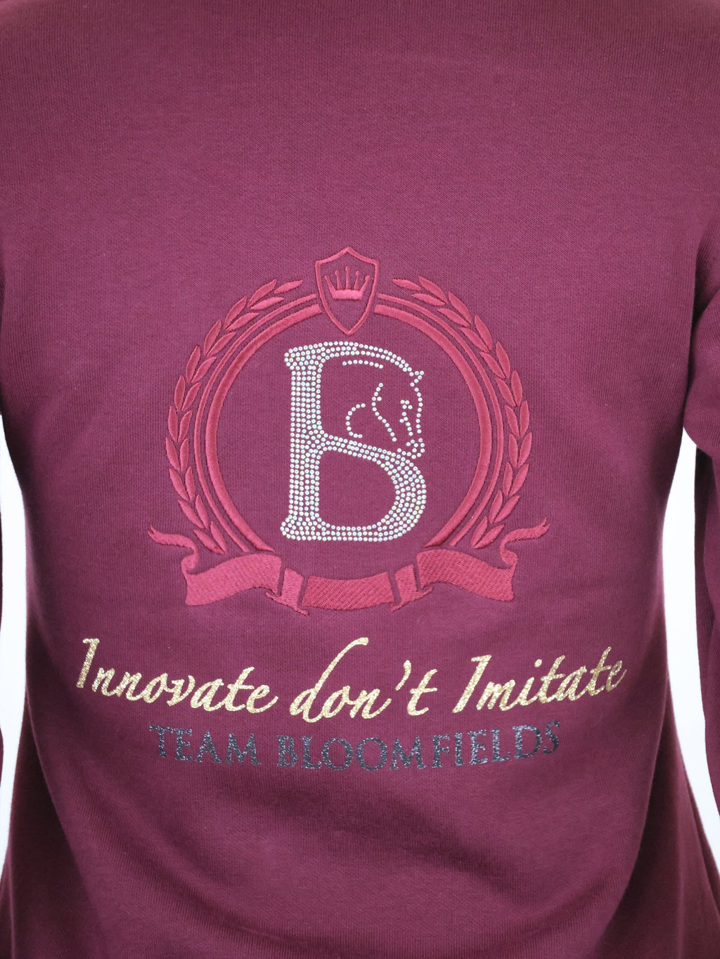 Kids Eleanor in Burgundy & Gold Diagonal Quarter Zip Top
