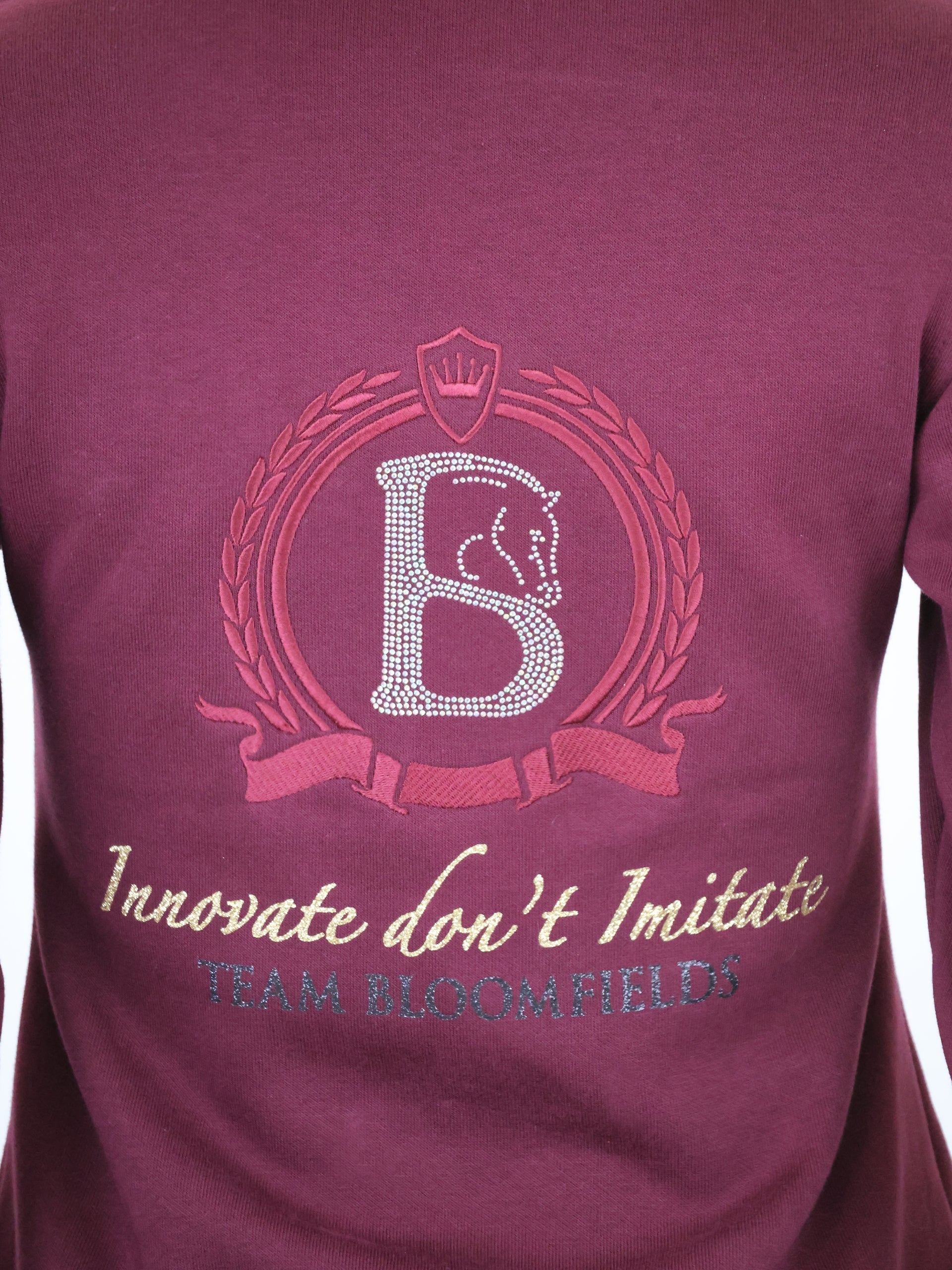 Kids Eleanor in Burgundy & Gold Diagonal Quarter Zip Top