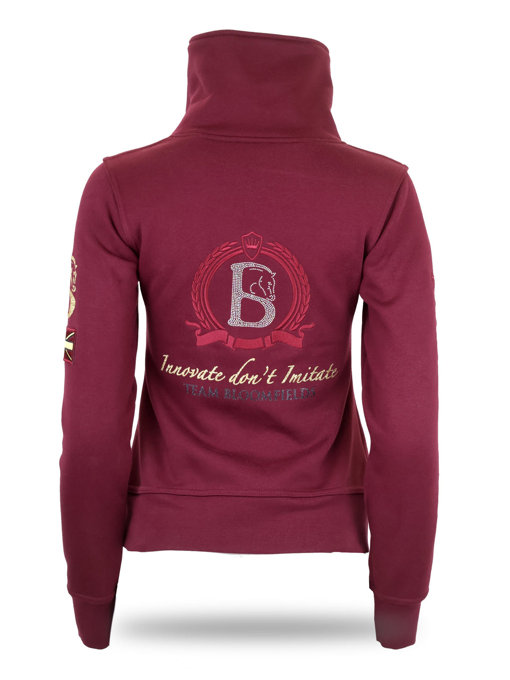 Kids Eleanor in Burgundy & Gold Diagonal Quarter Zip Top