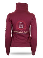 Kids Eleanor in Burgundy & Gold Diagonal Quarter Zip Top