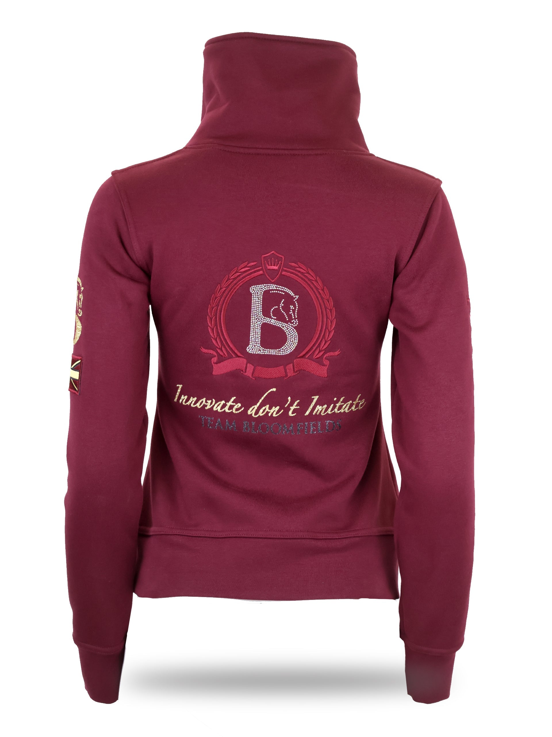 Kids Eleanor in Burgundy & Gold Diagonal Quarter Zip Top
