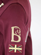 Kids Eleanor in Burgundy & Gold Diagonal Quarter Zip Top
