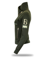 Kids Eleanor in Olive & Gold Diagonal Quarter Zip Top