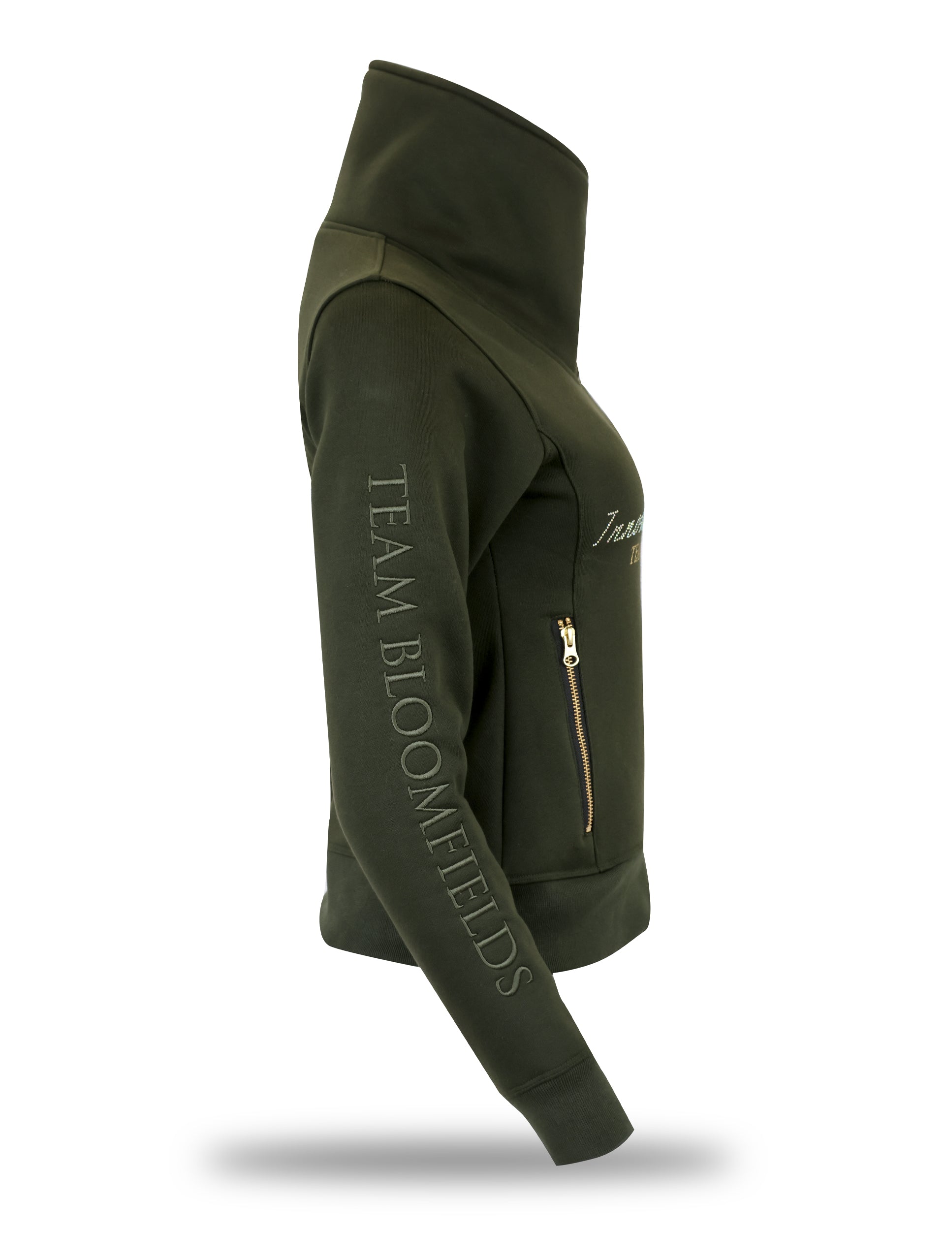 Kids Eleanor in Olive & Gold Diagonal Quarter Zip Top