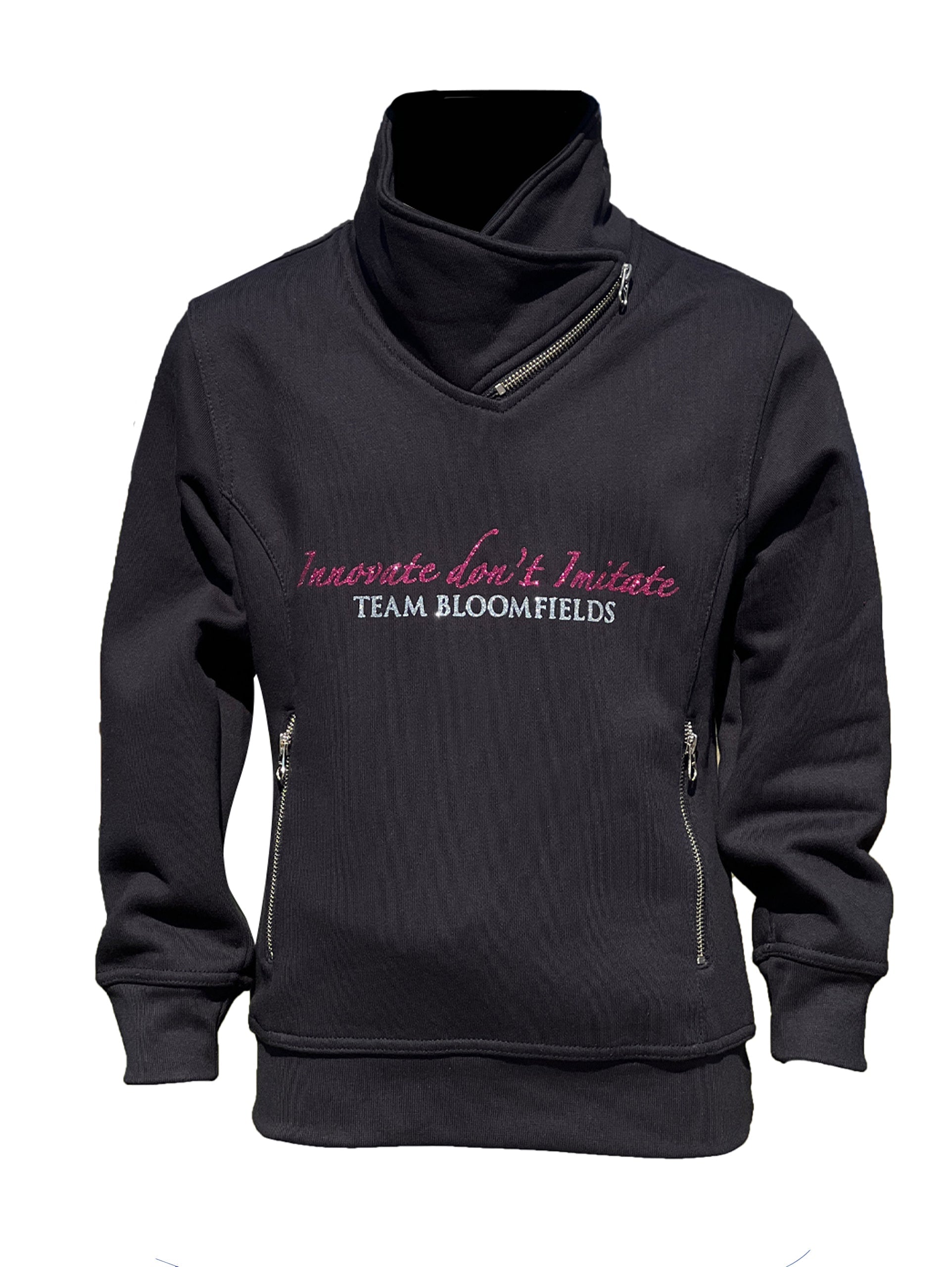 Eleanor in Black & Rose Gold & Diagonal Quarter Zip Top