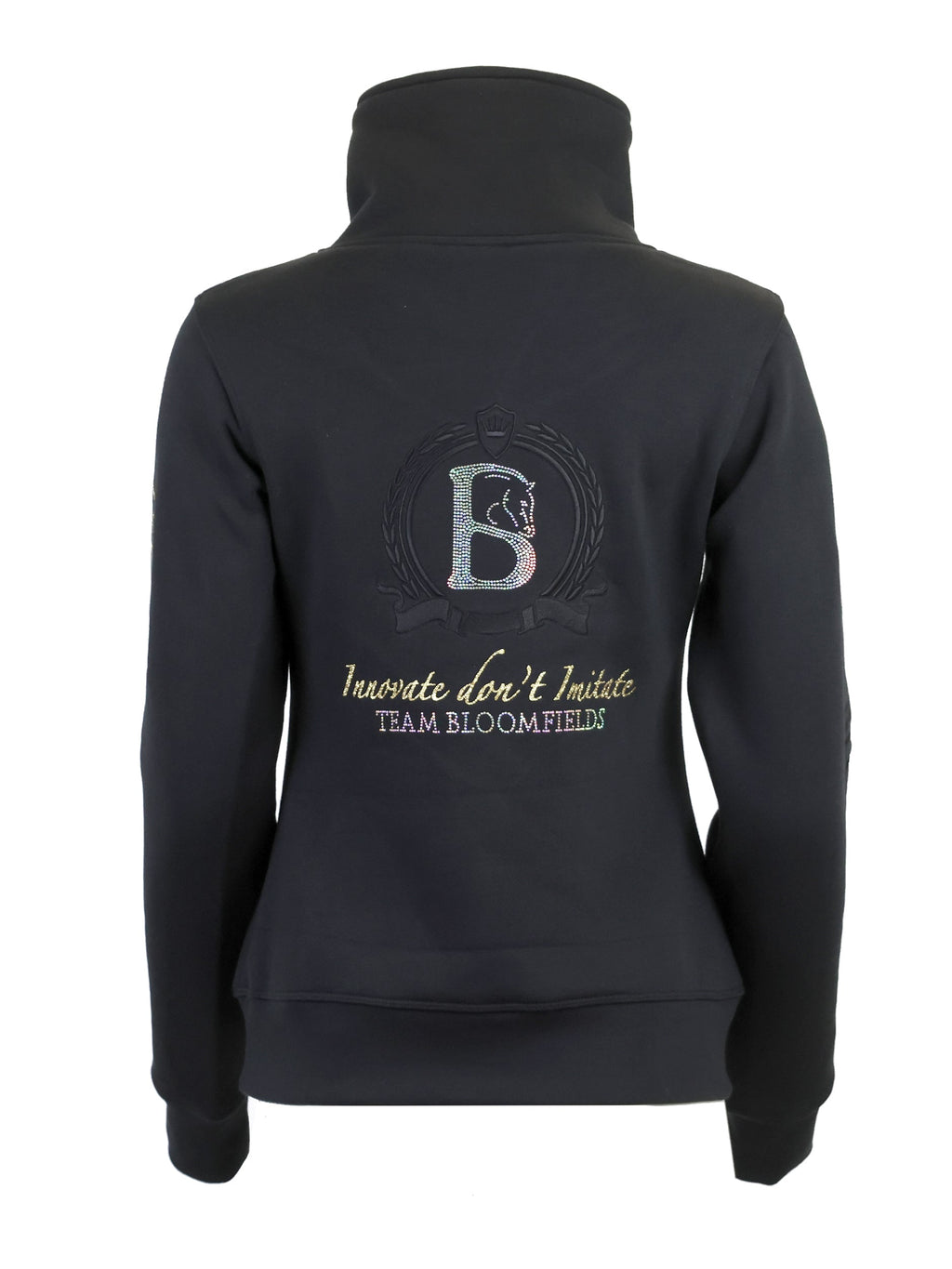 Eleanor in Black & White Rhinestones & Diagonal Quarter Zip Top