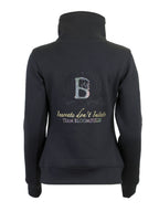 Eleanor in Black & White Rhinestones & Diagonal Quarter Zip Top