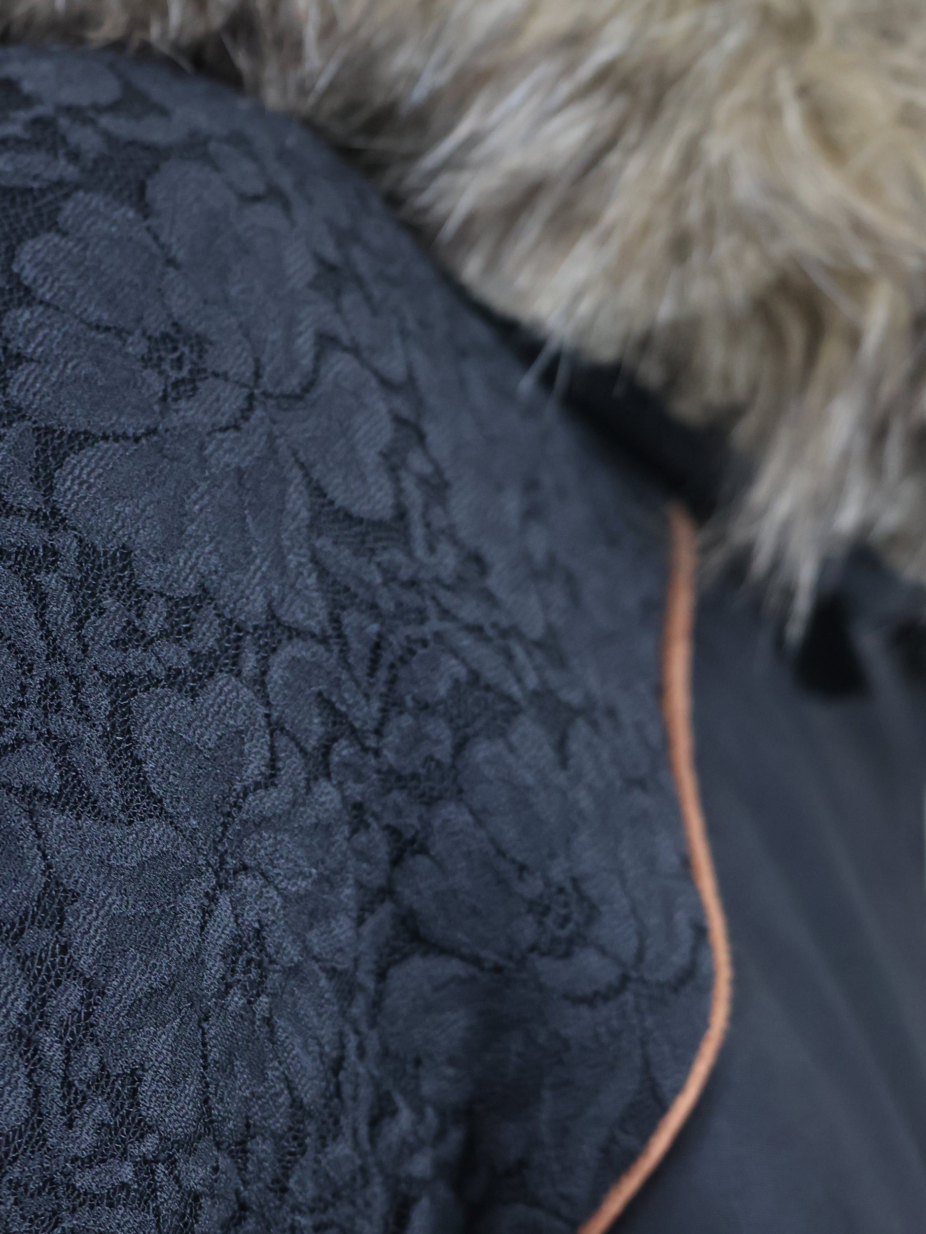 Francesca Black & Tan Lace & Fur Jacket